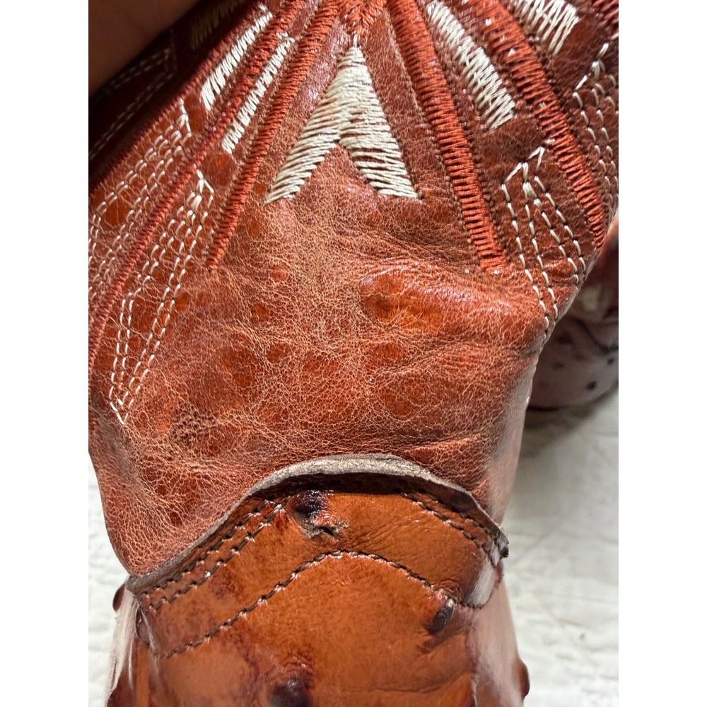 Westerly Trends Cowboy Boots Mens 10 Brown Ostrich Print Western Square Toe - Picture 7 of 11